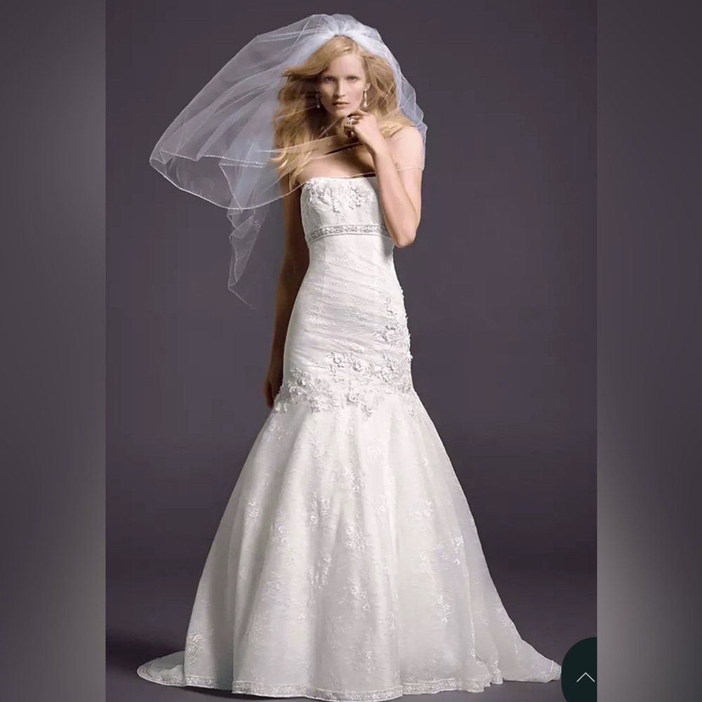 Oleg Cassini CWG377 wedding dress Mermaid Gown Floral David's Bridal. Size6
